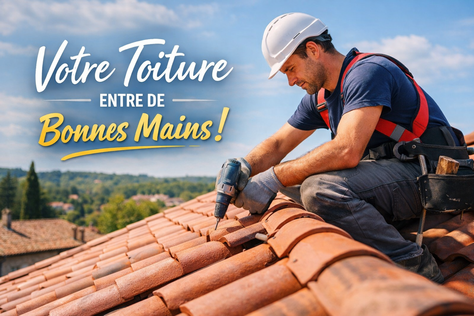 Artisan couvreur en intervention sur toiture